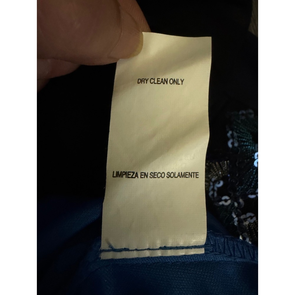 Y2K Sheer Overlay Dress SZ Medium Black Blue Sequin Empire Party Cocktail Fairy - Picture 10 of 11